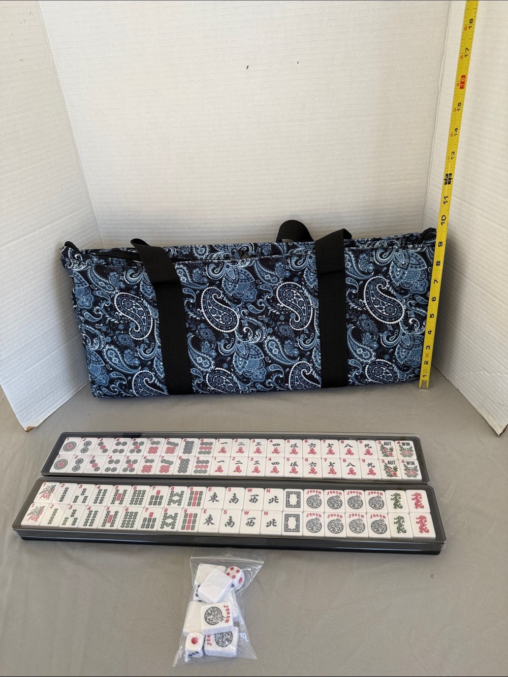 American Mahjong Set Sealed Tiles Blue Paisley Travel Carry Bag and Accessories - Picture 9 of 12